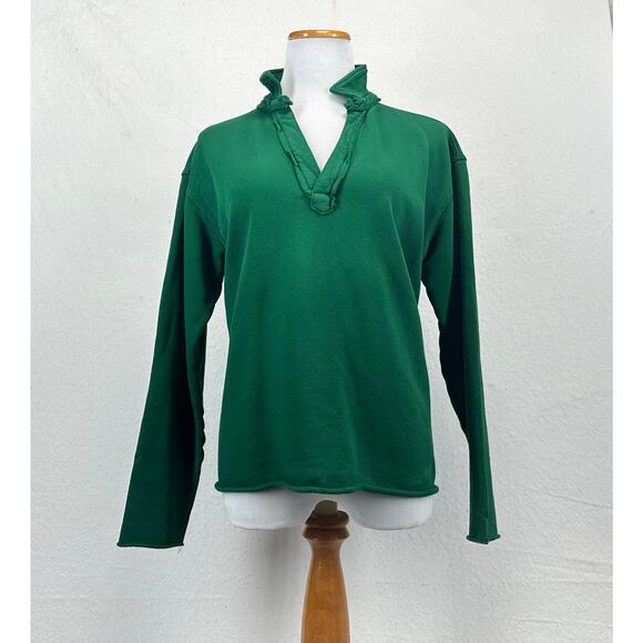 Frank & Eileen Tops - Frank & Eileen Patrick Popover Henley in Clover Green SZ L Cotton Triple Fleece